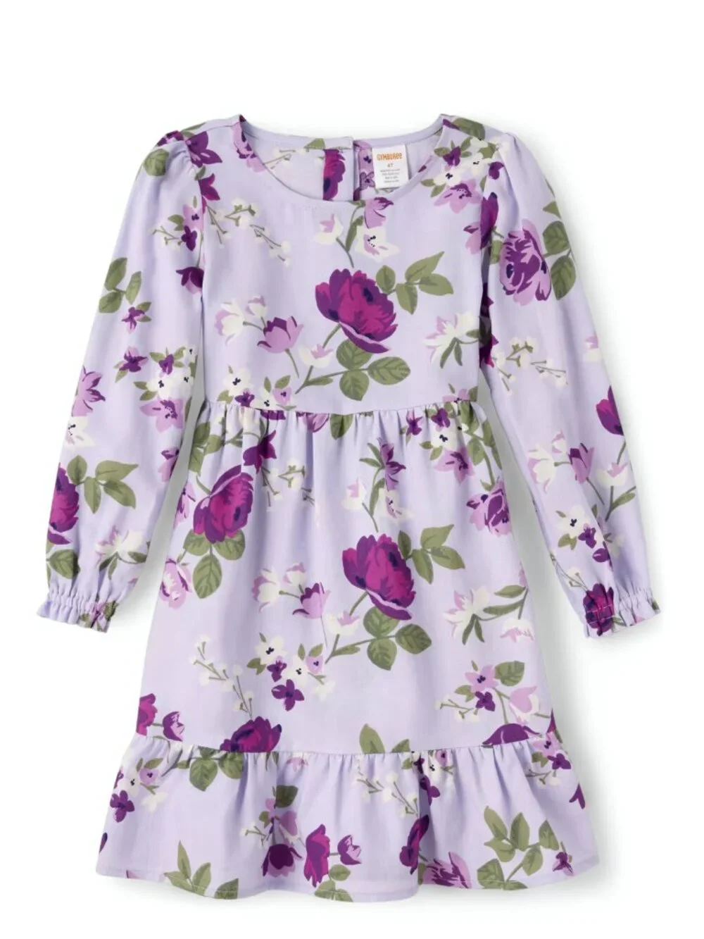 Gymboree Girls Floral Flannel Tiered Dress - Magical Meadow - purple